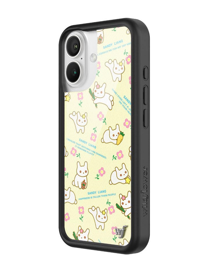 Image of Wildflower Cases - Compatible with iPhone 16 | Protective Black Bumper, 6.5ft Drop Test Certified, Women Owned Small Business | Yellow Pink Cute Trendy | Collab - Sandy Liang Bunny Gift Wrap