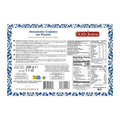 DOÑA JIMENA – Almendrados Croquants au Pistache 200 g, Biscuit Espagnol Traditionnel aux Fruits Secs, Texture Croquante, Emballés Individuellement, Recette Classique – vue 2