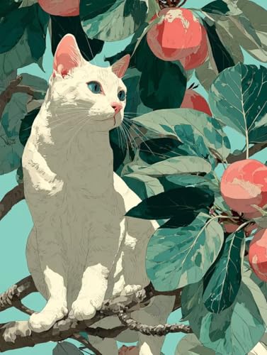 数字油絵キット 猫 数字で塗り絵 フルーツ 完全手書き 絵画 Paint by Numbers DIY 塗り絵 大人用 初心者向け 子供の 手塗り ペイントバイナンバー アクリル レトロ クリエイティブアート ハンドメイドクラフト 玄関リビングと寝室の飾り