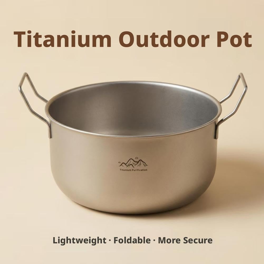 Outdoor Camping Titan Topf 2-3L Suppentopf für Outdoor Kochen 304 Edelstahl Körper Backpacking Kochgeschirr zum Wandern