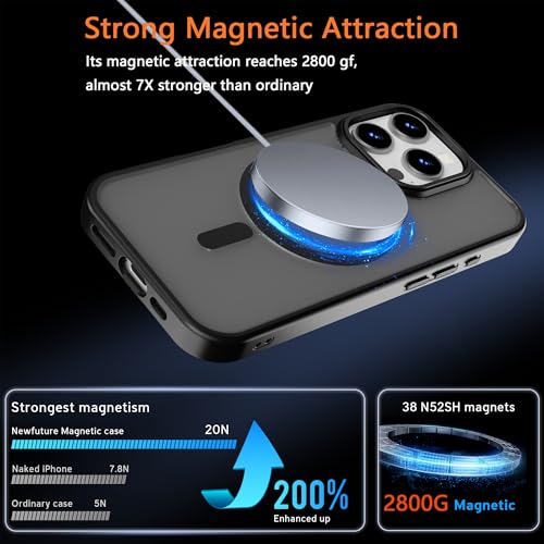 Image of Magnetic iPhone 16 Pro case,Compatible with Magsafe, Military-Grade Protection,Slim Translucent Matte Shockproof with Anti-Scratch Anti-Fingerprint Phone Cover (Black, iPhone 16 Pro)