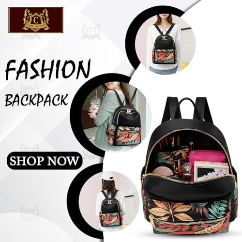 Image of Ethnic Style Waterproof Oxford Backpack for Women & Girls | Fashion Travel Canvas Look Nylon Bag | Large Capacity Printed Laptop Backpack for College