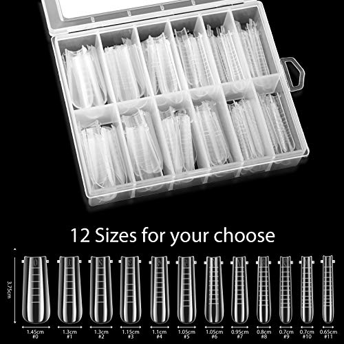120 Pieces Dual Nail Forms Set Gel Nail Mold Extension Forms Coffin Nail Gel Forms For Acrylic Uv Nails Clear With 12 Sizes Scale And Nail Clips Gel Brush Pen 600/3000 Grit Nail Buffer #TOP1
