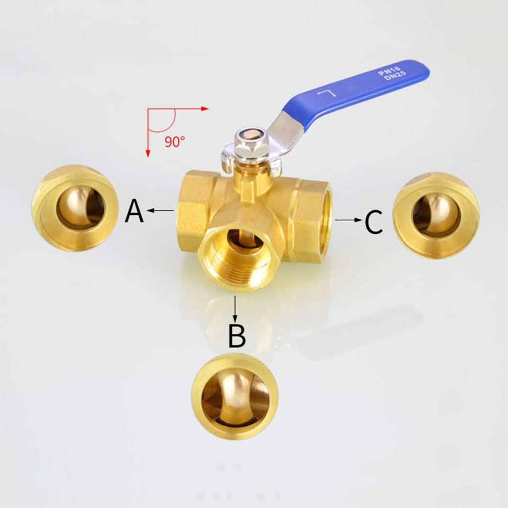 valvola a sfera, Connettore for valvole a sfera in ottone a tre vie a passaggio completo da 1/4" 3/8" 1/2" 3/4" 1" BSP maschio.(44993,L type)
