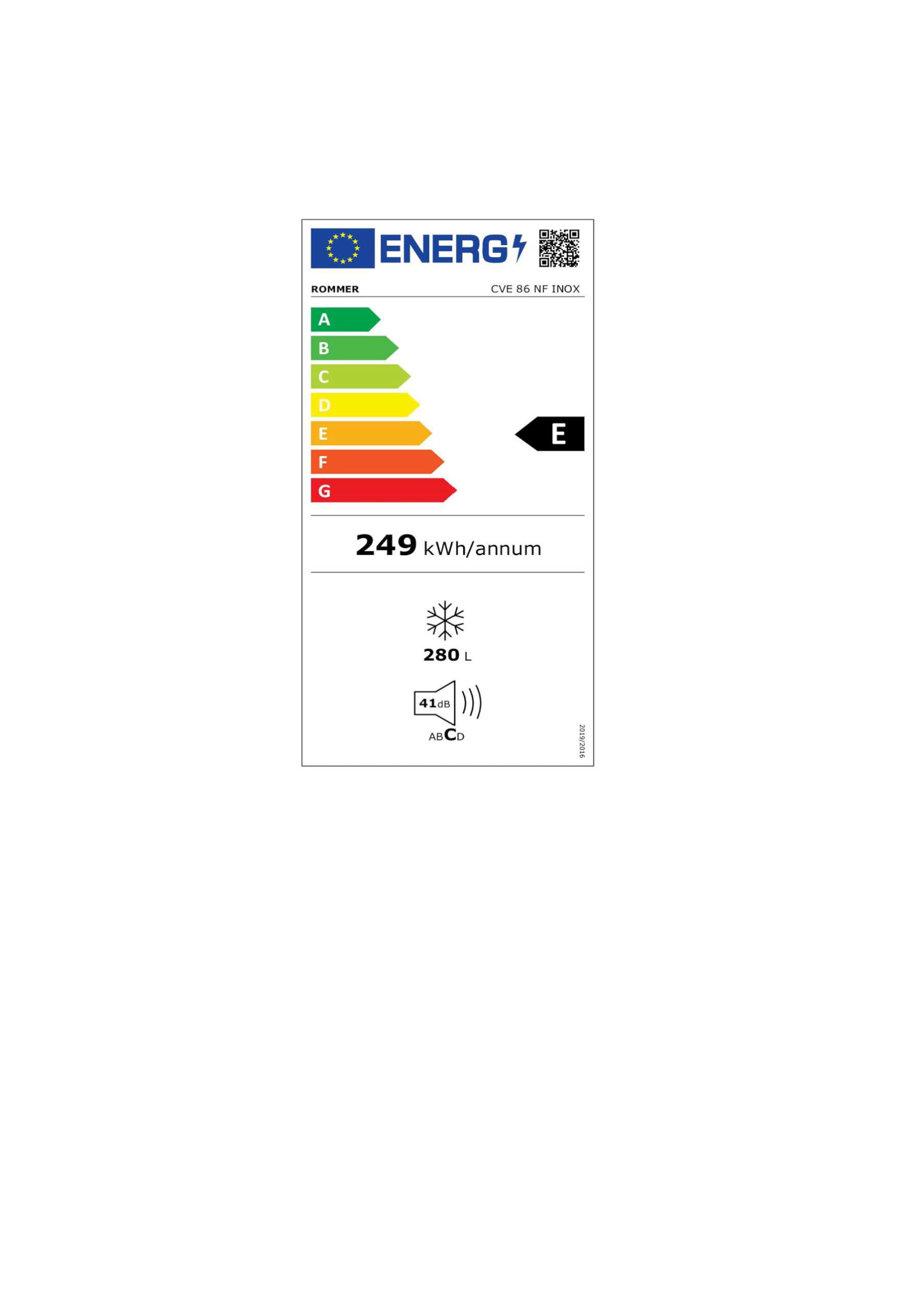 Congelador Vertical Rommer CVE 86 NF INOX, Capacidad 280 Litros, Color INOX, No Frost