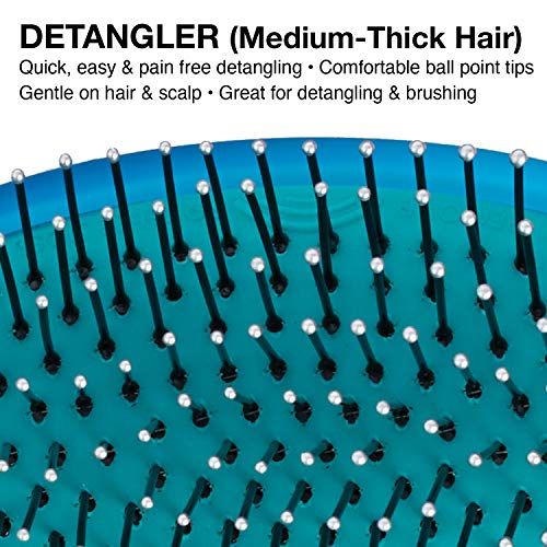 Olivia Garden OG Brush Detangler, removable cushion, scalp hugging shape massages the scalp, for wet or dry hair, for women, men and children, Medium to thick hair, Blue - Image 3
