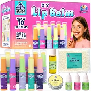 PURPLE LADYBUG Lip Balm Making Kit for Girls Age 8+ - BPA Free - Natural Ingredients - Make Your Own Lip Balm Set, Great 8 Year Old Girl Gifts, Arts and Craft Kit Toy for Ages 8 9 10 11+, Kid Presents