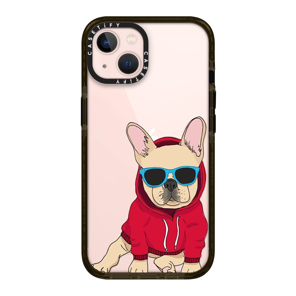 CASETiFY インパクトケース iPhone 13 - Hipster Frenchie - Fawn - クリア ブラック