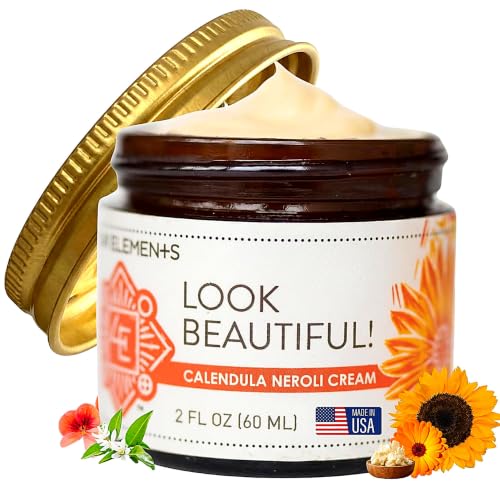 Four Elements Calendula Cream 2 Oz - Handmade Organic Vit E Shea Face Cream