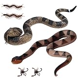Sihdnok 2 Pcs Realistic Fake Rubber Snakes, Mini Centipedes and Scorpions (2 Each) – Bird & Squirrel Deterrent, Prank Props, Toys for Kids & Adults, Fun for Halloween, Christmas & April Fools' Day