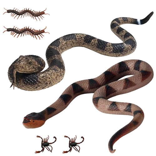 Sihdnok 2 Pcs Realistic Fake Rubber Snakes, Mini Centipedes and Scorpions (2 Each) – Bird & Squirrel Deterrent, Prank Props, Toys for Kids & Adults, Fun for Halloween, Christmas & April Fools' Day