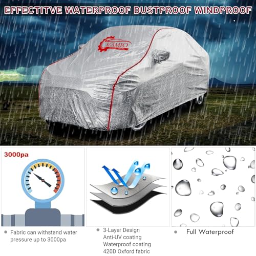 Image of Car Cover for Tata Nexon (2020-2026) | Waterproof, Dustproof, UV Resistant | All-Weather Protection with Mirror Pockets | Custom Fit, Triple Stitch | Metallic Silver