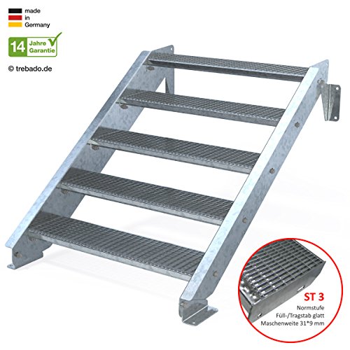 Preisvergleich Produktbild Trebado Außentreppe, 5 Stufen ST3, Breite 100cm, kein Geländer