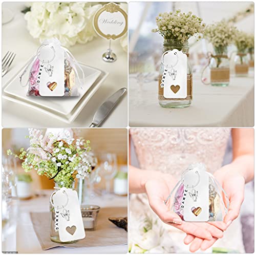 Herbst Danke Schutzengel Anhänger, 30 Stück Gastgeschenk Taufe mit Weiße Perle Schutzengel Schlüsselanhänger Weißer Kartenanhänger Organza Beutel Weißes Schleife für Babydusche Hochzeit Weihnachten