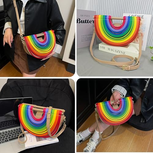 Image of Trendy Woven Evening Clutch Purse Half Round Designer Shoulder /Crossbody Bag Top-Handle Satchel Handbags