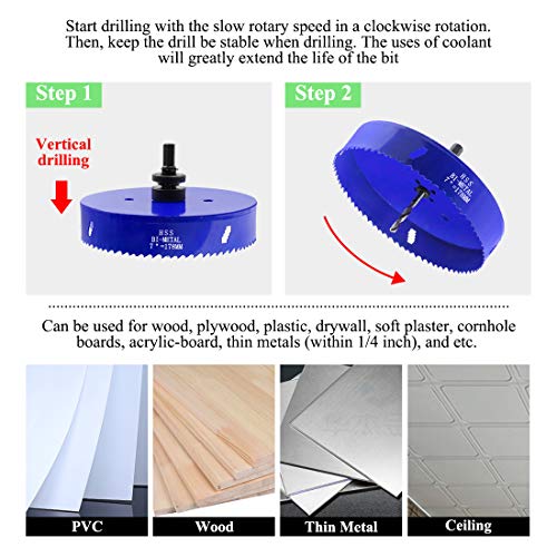 Image of 7 Inch Hole Saw with Arbor, 1.2 Inch Cutting Depth
