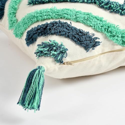 Image of Furnistitchs Premium Decorative Throw Cushion Pillow Cover Boho Home Decor - Living Room Bedroom Couch Sofa Cushion Covers 16 inch x 16 inch (2, Green Diamonds)