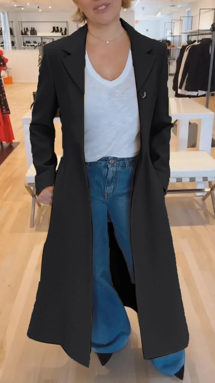 utcoco Womens 2025 Fashion Leopard Long Trench Coat Elegant Dressy Slim-Fit Classic Lapel Trench Overcoat with Pockets - Image 2