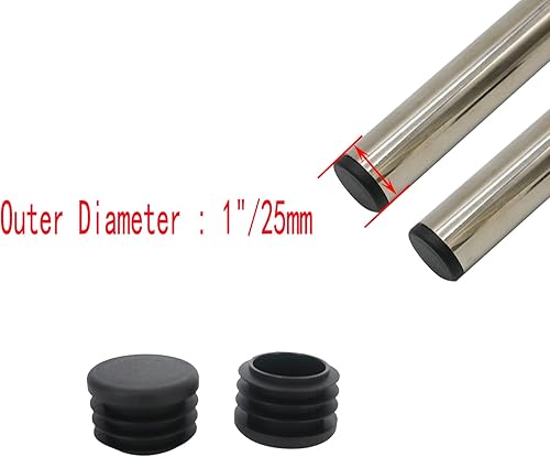 Miniatura 3 de LoveDeal Tapa redonda de extremo de tubo de 1 pulgada (0.984 in), tapón de tubo de plástico antideslizante, tapas de patas de silla de muebles,