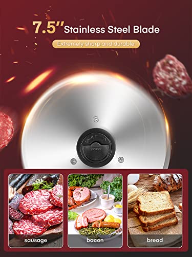 FOHERE-200W-Meat-Slicer-for-Home-Use-Electric-Food-Slicer-with-Two-75-Sharp-Stainless-Steel-BladeSerrated-Smooth-0-15mm-Precise-Thickness-Cut-Deli-Food-Meat-Bread-Fruit-Vegetable-Silver