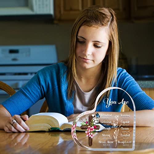 Christian Gifts For Women,Inspirational Religious Gifts With Bible Verse,Spiritual Encouragement Gifts,Gift For Women,Friend,Mom,Sister Acrylic Hearts Plaques #TOP1