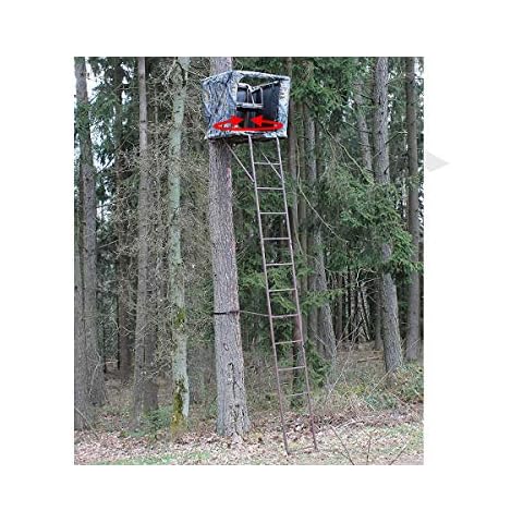 Transportabler Hochsitz & praktische Ansitzleiter 5,4 m/mit 360° Drehsitz, inkl. Tarnnetz, aus robustem Stahl Cover