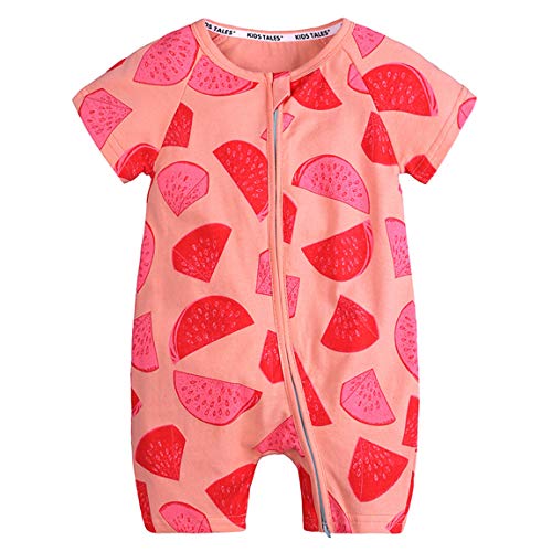 Toddler Infant Baby Outfit Pineapple Fruit Zipper Romper Short Sleeve Cotton Pajamas Bodysuit 3M-3T (Suggest for 6-12 Months,Red)