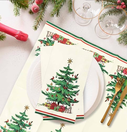 SietDESEO 50 PCS 3-ply Christmas Dinner Napkins Disposable Christmas Guest Bathroom Napkins 13 x 15.7 Inch Disposable Hand Towels for Winter Holiday Home Kitchen Bathroom Paper Napkin Decorative – Image 6