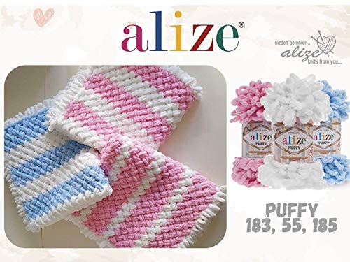 Alize Puffy Baby Big Loop Blanket Yarn Lot Of 3Skn 300Gr 30Yds 100% Micropolyester Soft Yarn Hand Knitting Yarn Super Chunky Bulky Woven Worested Yarn (55) #TOP1