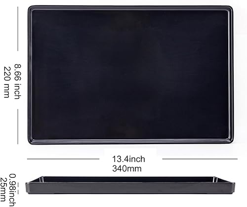 Miniatura 2 de Bandejas y platos rectangulares de acrílico duradero para cocina, bebidas, alimentos o baño (negro 13.4 x 8.7 x 1.0 in)