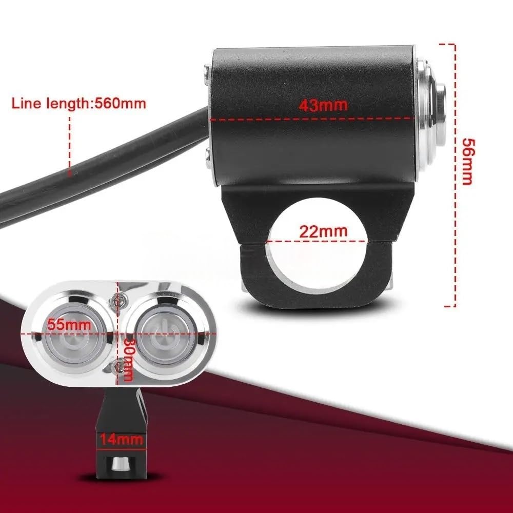 Przełącznik motocyklowy 22 mm 20 cm (1 szt. 2 przyciski)