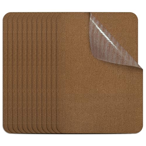 Zesion 12PCS Fabric Iron on Patches 100% Cotton Repair Patch for Clothes Pants Mending and Decorating (Brown)
