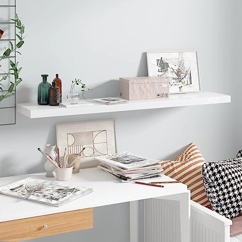 CINDERFUL Estante Flotante de Pared Blanco Brillante MDF 120x23 Salón Librerías