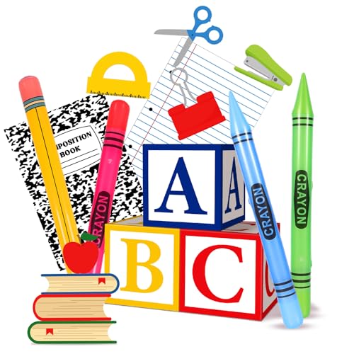 Resholder 14 Pcs Giant Back to School Party Decorations ABC Alphabet Party Favor Box Large Inflatable Pencil Crayon for Celebration Back to School Birthday Decoration
