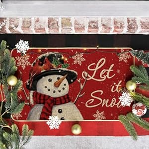   Artoid-Mode-Snowman-Let-it-Snow-Christmas-Doormat-Snowflakes-Winter-Decor-Low-Profile-Floor-Rug-Switch-Mat-for-Home-Indoor-Outdoor-17x29-Inch