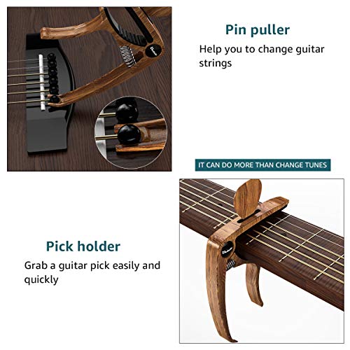 Capodastre de guitare acoustique et électrique en bois d’acajou avec extracteur de chevilles, support de médiator et 2… - Les Beatles, Paul McCartney, John Lennon, RIngo Starr, George Harrison Capodastre de guitare acoustique et électrique en bois d’acajou avec extracteur de chevilles, support de médiator et 2… – Image 3