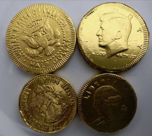 Miniatura 6 de Fort Knox Monedas de chocolate con leche belga envueltas en lámina dorada, 1 libra