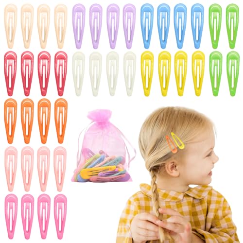 Image of PATPAT 40Pcs Cute Hair Clips for Girls Kids, Colorful Alloy Bangs Hair Pins for Girls with Mesh Drawstring Bag