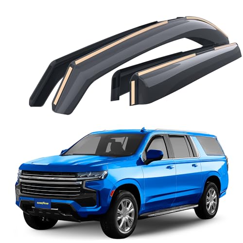 Goodyear Shatterproof Window Deflectors for Chevrolet (Chevy) Suburban 2021-2025, Rain Guards, Window Visors for Cars, Vent Deflector, Car Accessories, 4 pcs - GY007888