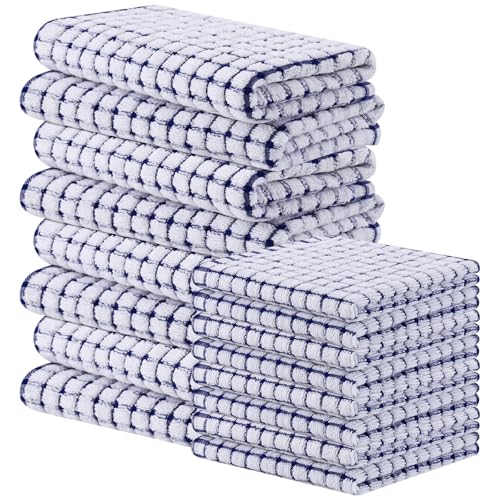 Homaxy Cotton Terry Kitchen Towels and Dishcloths Set of 16, Blue