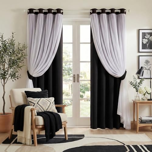 PONY DANCE 2 Layers Curtains Set - Room Darkening Mix &...