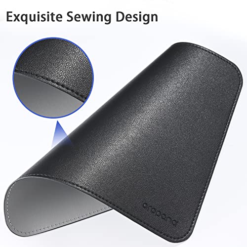 Image of Combo Pack - Aropana Vegan Leather Desk Mat Big with Mouse Pad Small, Reversible & Waterproof Edge-Stitched Upgraded (Black /Grey 1*Big 36inches x 17inches + 1*Small 9.8 x 8.3 inches)