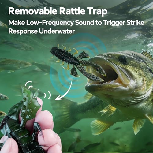 Image of Battle Craw Soft Plastic Crawfish Lures Kit with Removable Rattles | Salt Infused Creature Bait for Bass Fishing, Texas Rig & Jig Trailer Lure in Tackle Box, Realistic 1:1 Claw-to-body 4.1 /5.5in