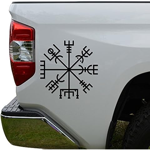 Rosie Decals Viking Rune Vegvisir Talisman Symbol Die Cut Vinyl Decal Sticker for Car Truck Motorcycle Window Bumper Wall Decor Size- [6 inch/15 cm] Tall/Color- Matte Black Cover