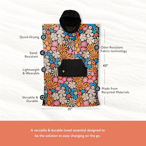 Image of Nomadix Changing Poncho - Quick Dry & Absorbent Hooded Surf & Swim Poncho - Sewn Sides for Private Changing - Front Pocket Storage - Made from Post-Consumer Recycled Materials