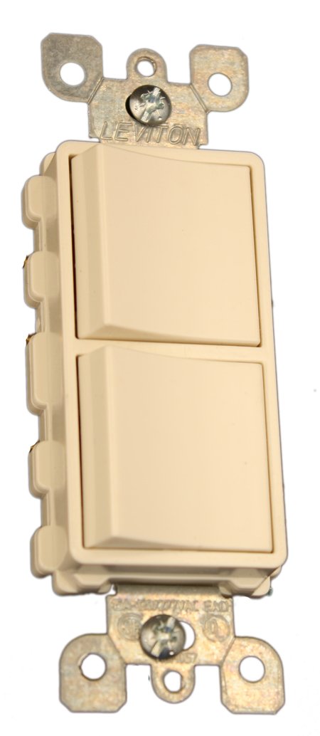Leviton 15 Amp, 120/277 Volt, Decora Single-Pole / 3-Way AC Combination Switch, Commercial Grade, Grounding, 5641-T, Light Almond