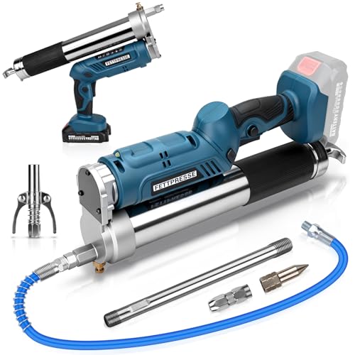 Presse à graisse sans fil 12 000 PSI compatible avec les batteries Makita 18 V, pistolet à graisse électrique, avec tuyau haute pression de 100 cm, 3 embouts, moteur sans balais et lampe LED, parfait