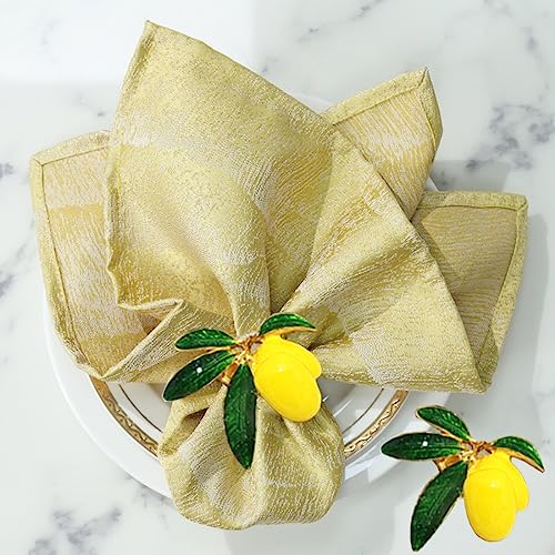 Tverghvad HX151 Lemon Napkin Rings Set Of 4, Lovely Yellow Decorative Fruit Lemon Napkin Ring Holder thumb #4