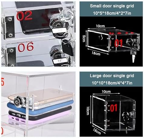 12-Slot Acrylic Phone Locker Box - Clear Wall-Mounted Storage Cabinet with Lock & Keys for Schools, Offices, Classrooms & Gyms - Secure Phone Storage Solution (Small)