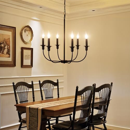 Chandelier lustre salle à manger à 6 douilles E14 pour une clarté optimale - 2